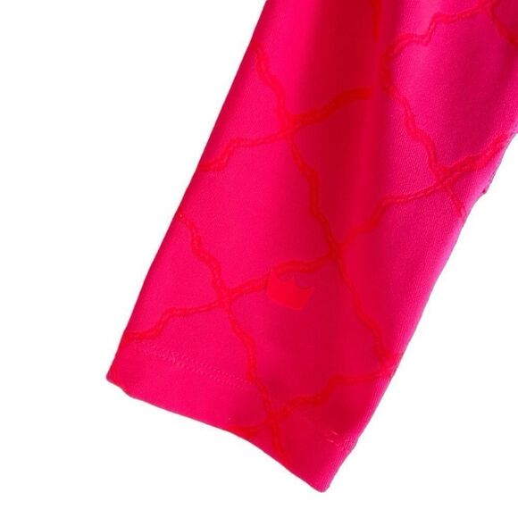 SheFit Woven‎ Jacquard High Compression Leggings Medium Neon Pink/Red - Picture 7 of 7